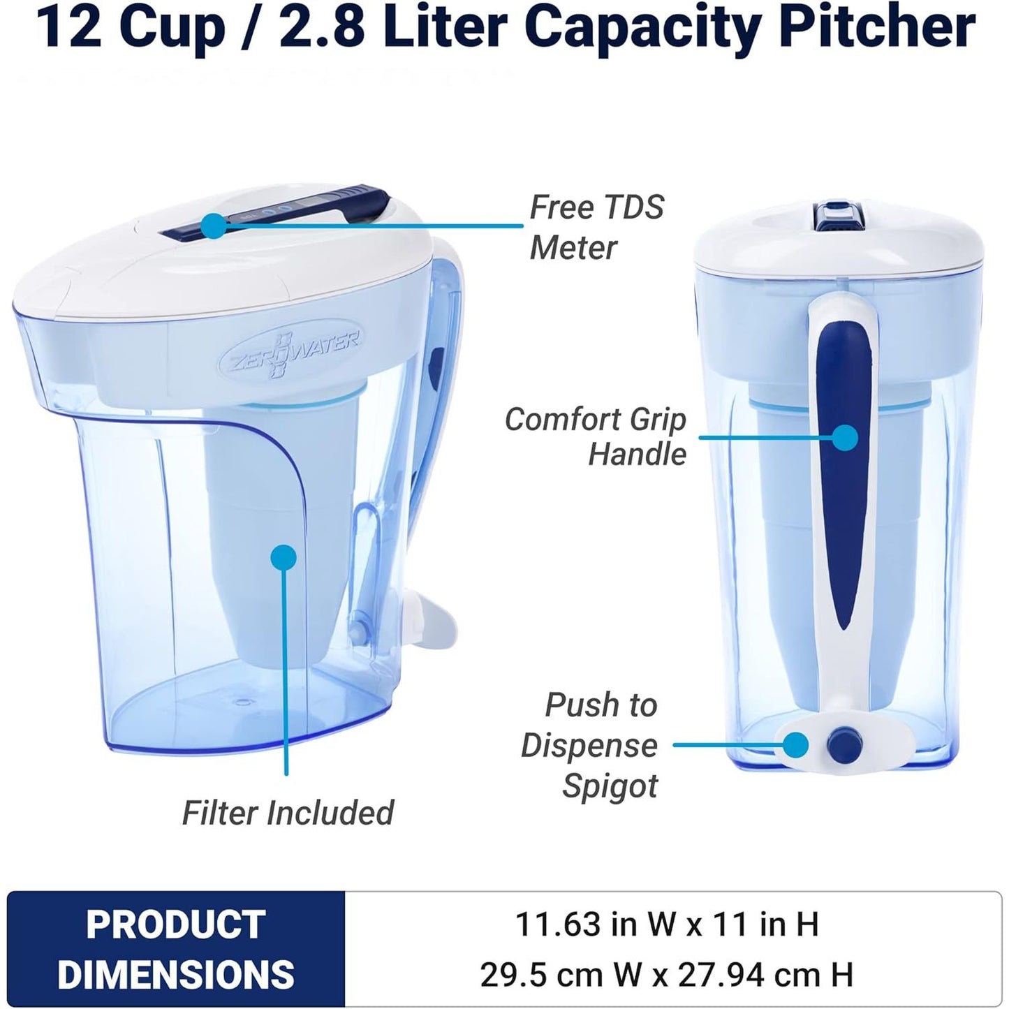 ZeroWater 10-Cup Ready-Pour 5-Stage Water Filter Pitcher